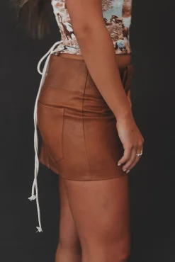 Do You Have A Minute Brown Belted Micro Mini Skirt