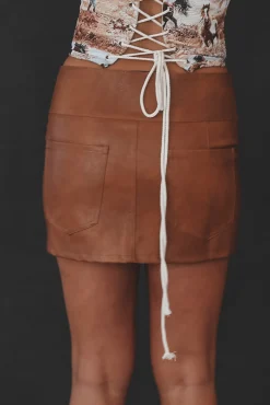 Do You Have A Minute Brown Belted Micro Mini Skirt