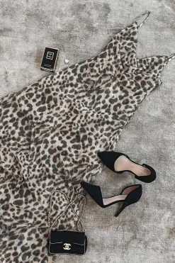 Dressed Up On Trend Leopard Cowl Neck Maxi Dress