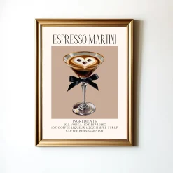Espresso Martini Poster Cocktail Recipe Barcart Custom Wall Art