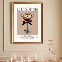 Espresso Martini Poster Cocktail Recipe Barcart Custom Wall Art