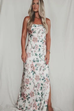 Eyes On You Obviously Ivory Satin Strapless Maxi Dress