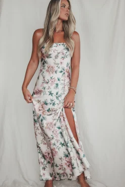 Eyes On You Obviously Ivory Satin Strapless Maxi Dress