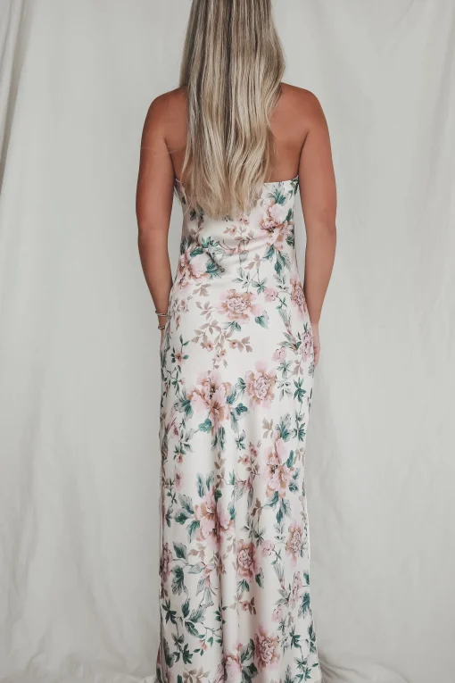 Eyes On You Obviously Ivory Satin Strapless Maxi Dress