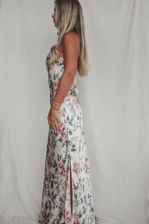 Eyes On You Obviously Ivory Satin Strapless Maxi Dress