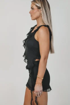 First Date Jitters Black Mesh Set