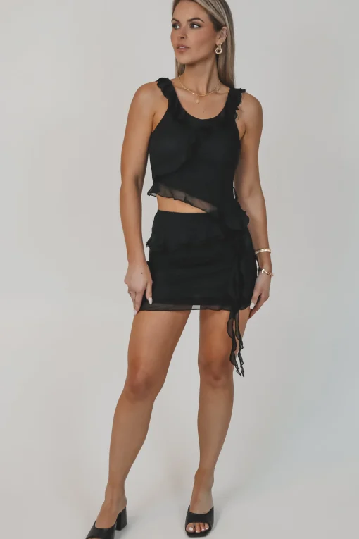 First Date Jitters Black Mesh Set