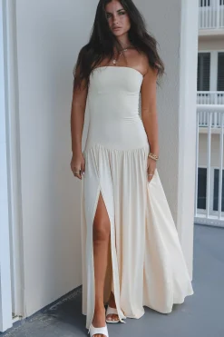 Forever Plus One Strapless Drop Waist Maxi Dress