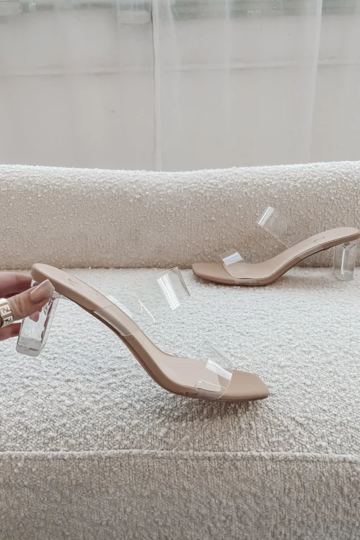 Goes With Everything Clear Strap Slip On Heels
