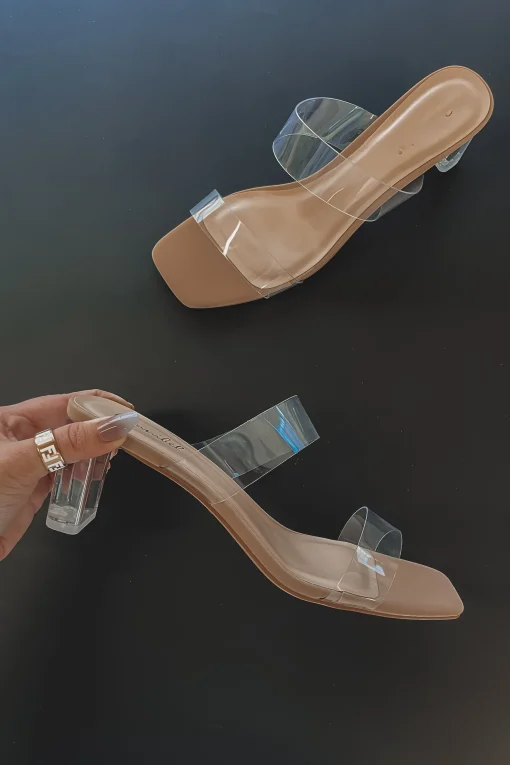 Goes With Everything Clear Strap Slip On Heels