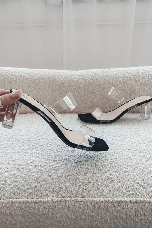 Goes With Everything Clear Strap Slip On Heels