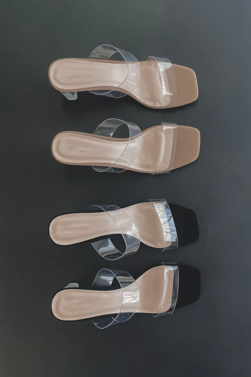 Goes With Everything Clear Strap Slip On Heels