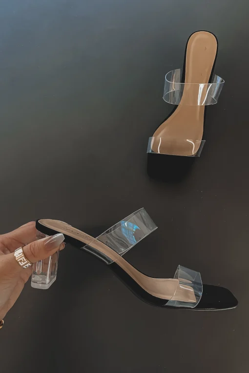 Goes With Everything Clear Strap Slip On Heels