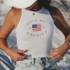Gulf Of America White Cropped High Neck Tank Top