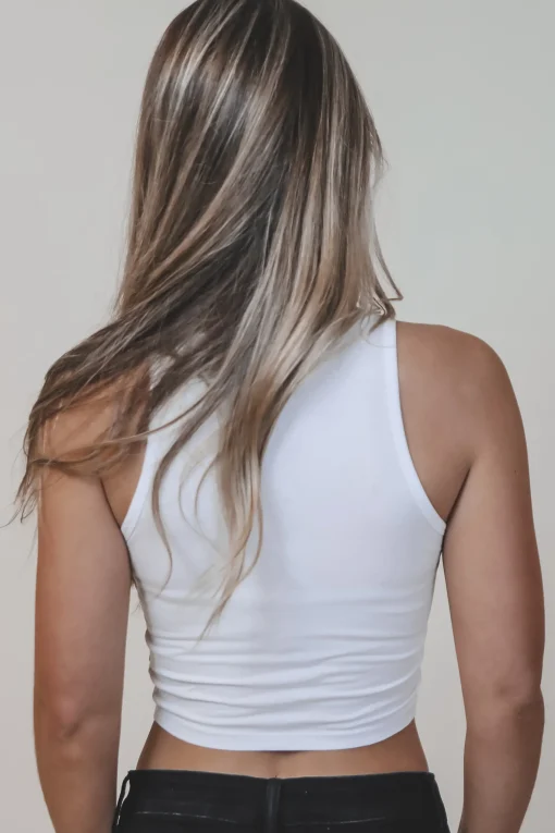 Gulf Of America White Cropped High Neck Tank Top
