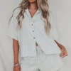 Having A Boat Day Striped Button Up Top