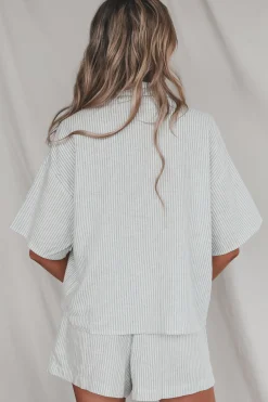 Having A Boat Day Striped Button Up Top