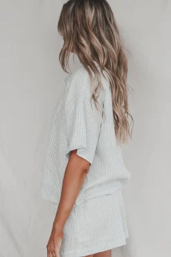 Having A Boat Day Striped Button Up Top