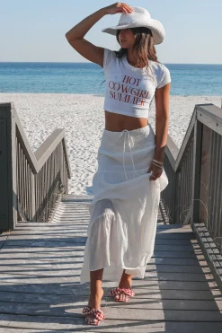 Hot Cowgirl Summer Graphic Cropped Babydoll Tee