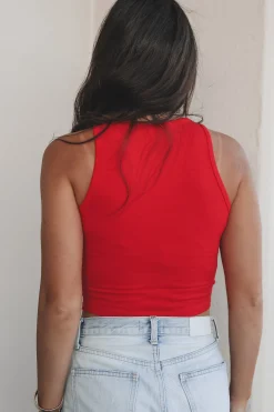 Howdy High Neck Western Graphic Cropped Fitted Tank