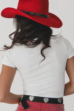 I Love Cowboys Western Graphic Cropped Fitted Tee