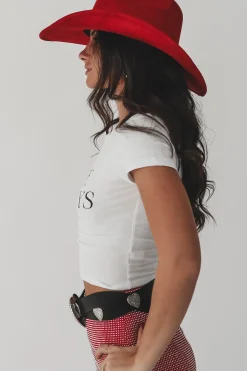 I Love Cowboys Western Graphic Cropped Fitted Tee