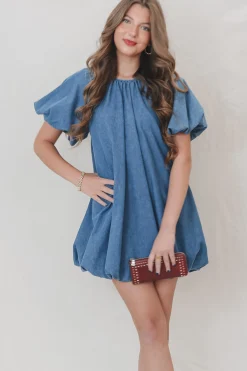 If You Say So Short Sleeve Denim Babydoll Dress