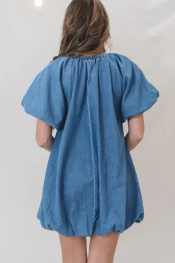 If You Say So Short Sleeve Denim Babydoll Dress