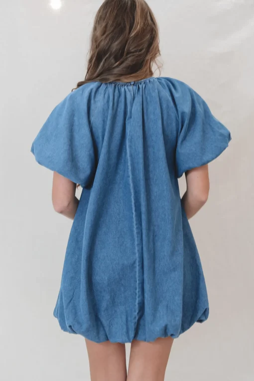 If You Say So Short Sleeve Denim Babydoll Dress