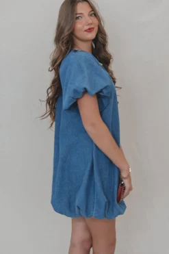 If You Say So Short Sleeve Denim Babydoll Dress