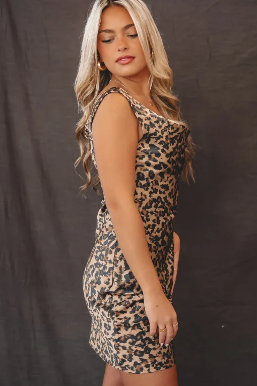 In Charge Of The Room Leopard Cowl Neck Dress