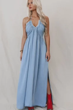 Into The Wind Blue Maxi Dress