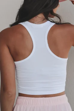 It’s The Tequila Talking White Fitted Cropped Graphic Tank