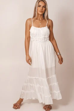 Just A Little Crush Satin Ivory Maxi Dress