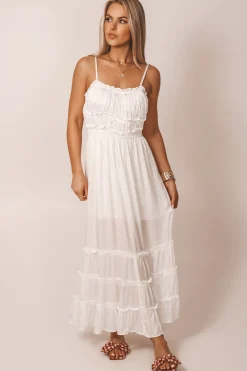 Just A Little Crush Satin Ivory Maxi Dress