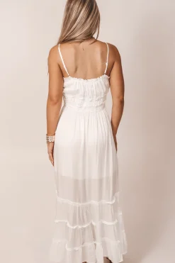 Just A Little Crush Satin Ivory Maxi Dress
