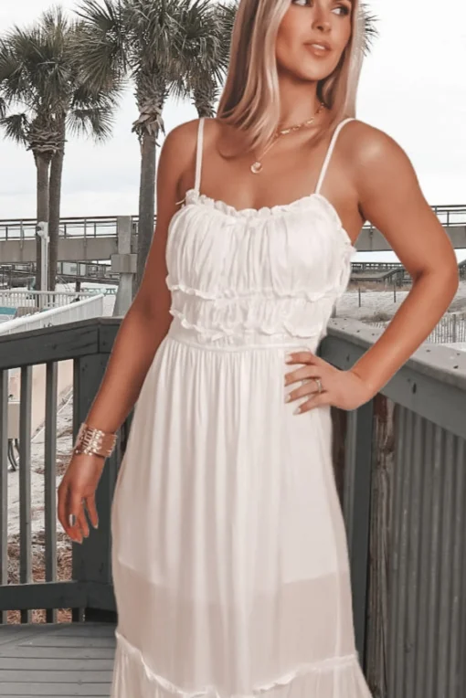 Just A Little Crush Satin Ivory Maxi Dress