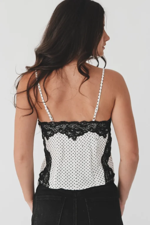 Lace With A Side Of Flirt Polka Dot Cami Top