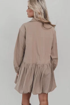 Late But Looking Good Long Sleeve Button Up Collared Dress