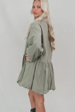 Late But Looking Good Long Sleeve Button Up Collared Dress
