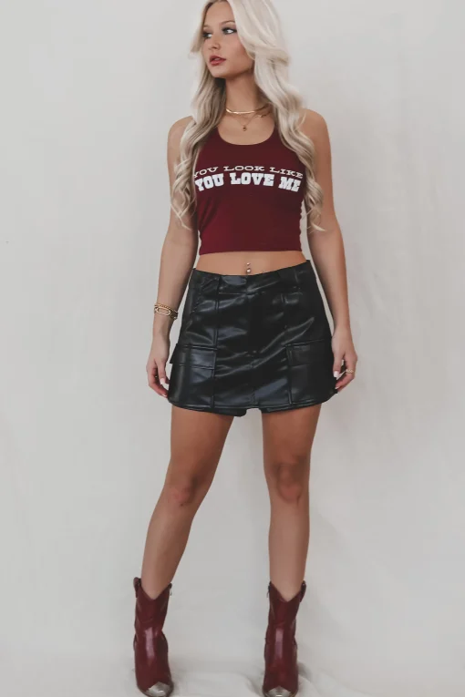 Lead Me To Your Closet Faux Leather Mini Skort