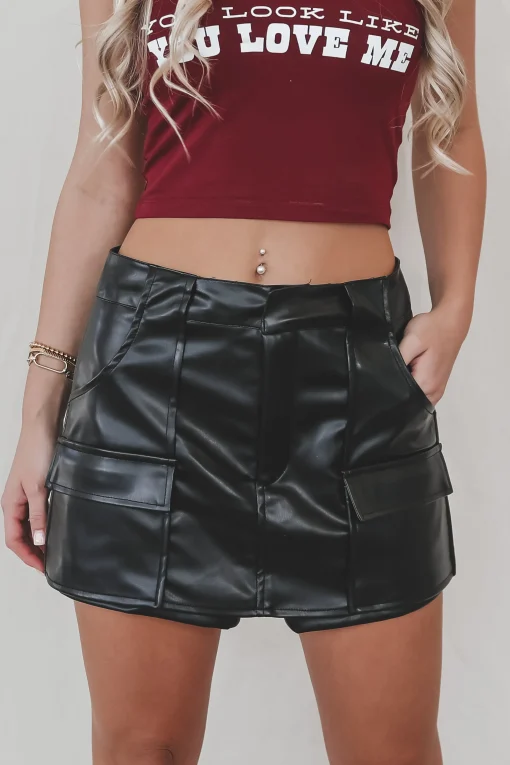 Lead Me To Your Closet Faux Leather Mini Skort