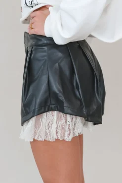 Leather And Lace Are My Fav Mini Shorts