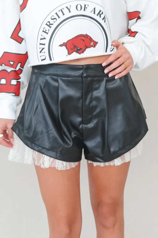 Leather And Lace Are My Fav Mini Shorts