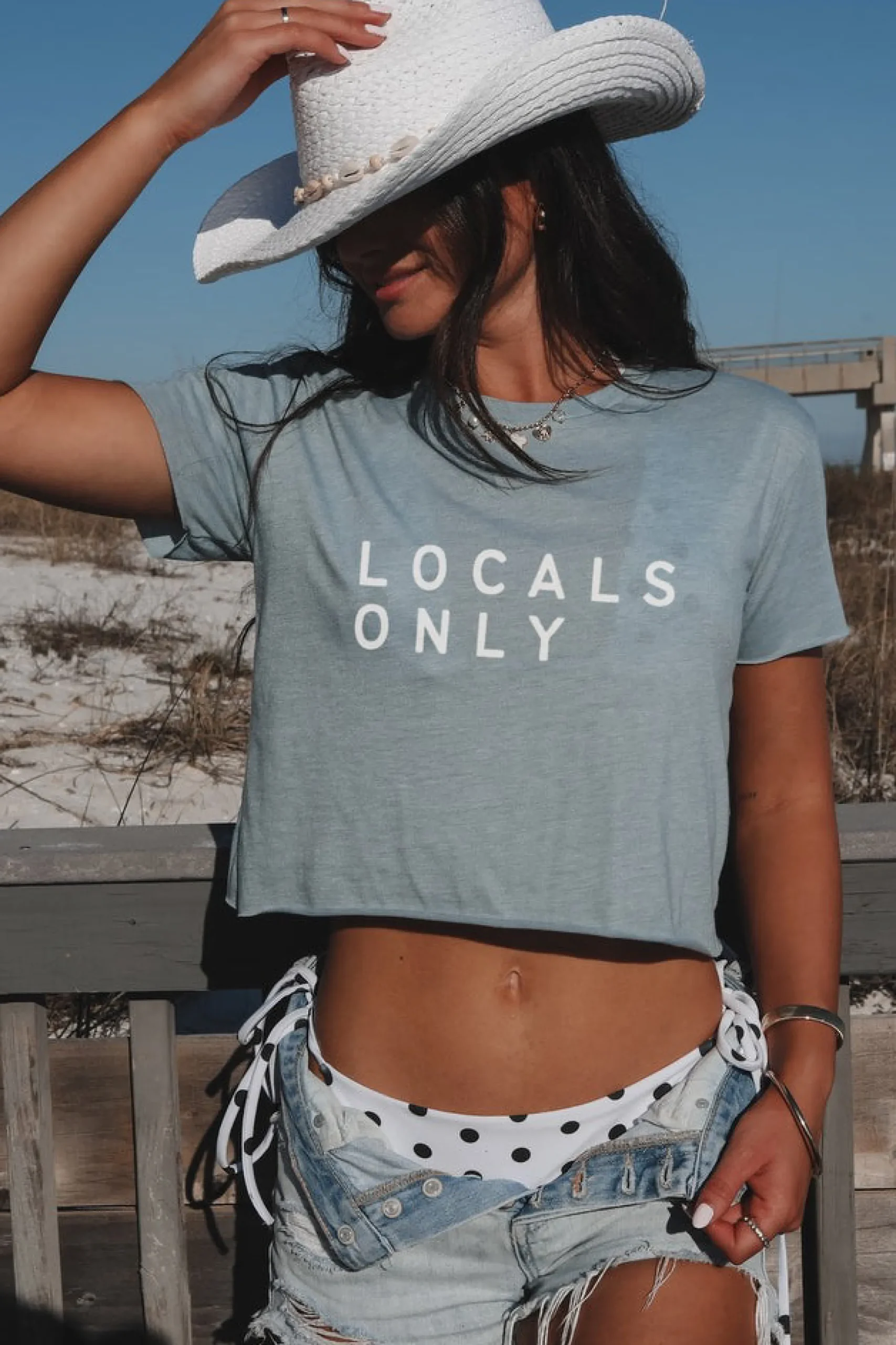 Locals Only Short Sleeve Loose Fit Cropped Tee