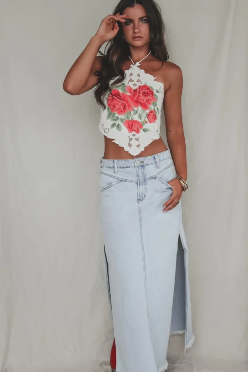 Long Hot Stunner Denim Maxi