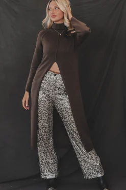 Lots Of Attention Leopard Sequin Flare Pants