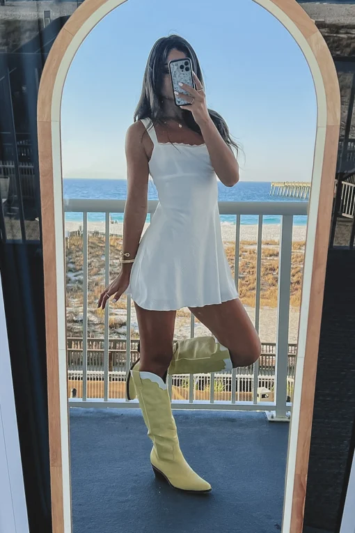 Lots Of Love Lace Trim Open Back White Mini Dress