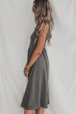 Luxe Comfort Olive Midi Dress