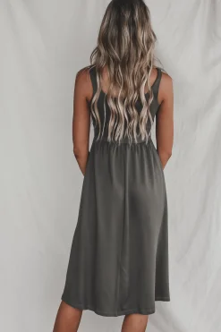 Luxe Comfort Olive Midi Dress